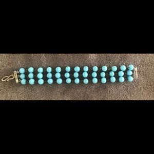 Vintage Style Triple Strand Bracelet: Turquoise